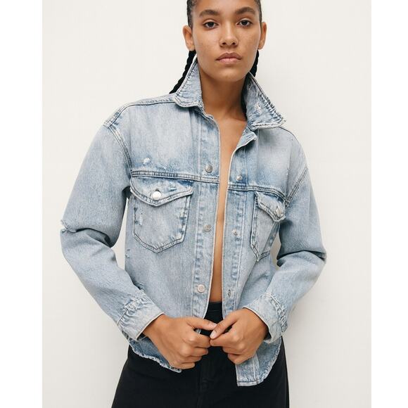Zara Distressed Denim Jeans Jacket - Picture 1 of 10